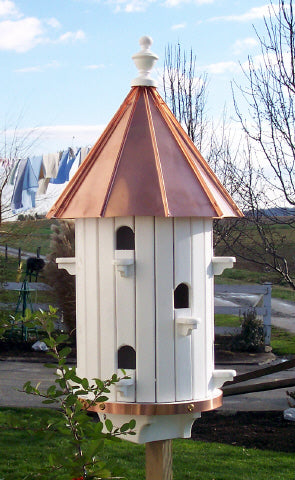 10 Hole Bird House High roof Copper top XLarge 31 inches Tall Amish-Made in USA