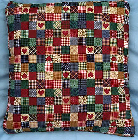 Folded Star Quillow (Combo Pillow/Blanket) Plaid with Hearts Amish Handmade in USA