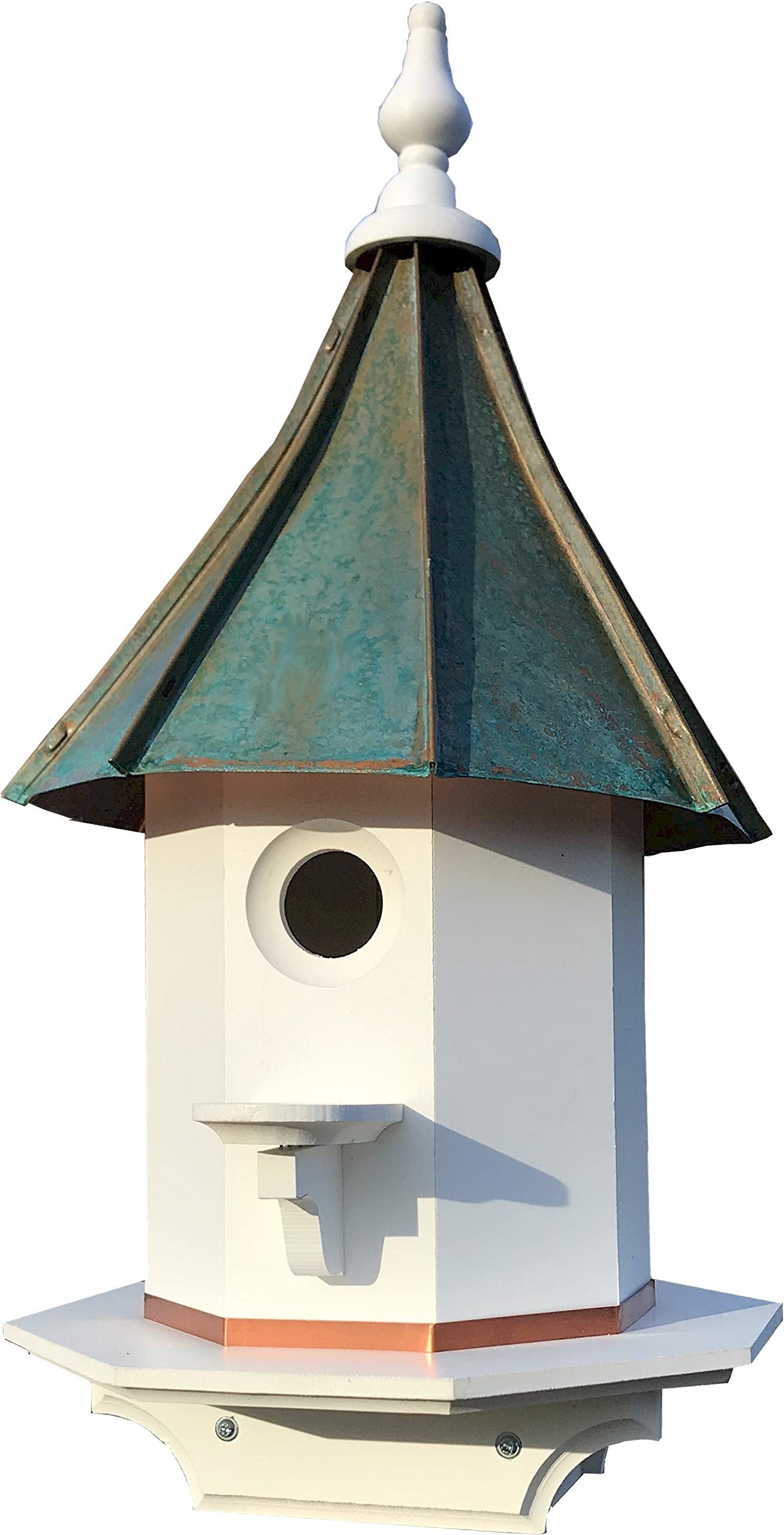 Woodpecker Birdhouse with Curved Patina Copper Roof