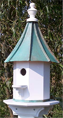Woodpecker Birdhouse with Curved Patina Copper Roof