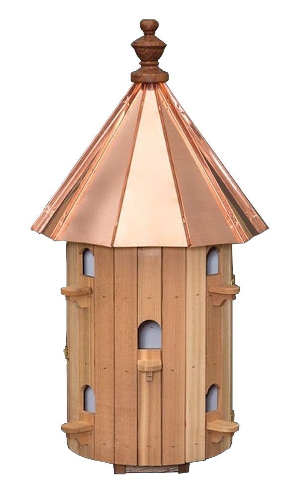 Cedar 10 Hole Round Birdhouse with High Copper Roof Amish Made in USA