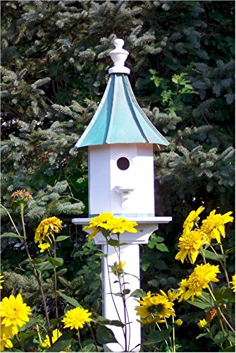 Woodpecker Birdhouse with Curved Patina Copper Roof