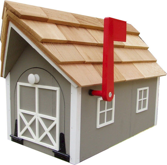 Mailbox Wooden Dutch Barn Style Clay with White Trim Amish Made in USA